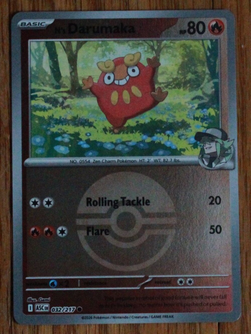 Pokemon "N's Darumaka" Reverse Holo Trading/Playing Card